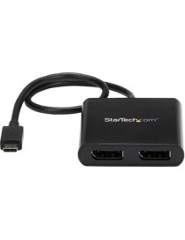 StarTech.com 2-Port Multi Monitor Adapter - USB-C to DisplayPort 1.2 Video Splitter - USB-C to Dual DP MST Hub - TB3 Compatible 