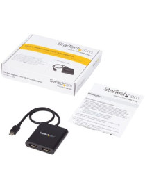 StarTech.com 2-Port Multi Monitor Adapter - USB-C to DisplayPort 1.2 Video Splitter - USB-C to Dual DP MST Hub - TB3 Compatible 