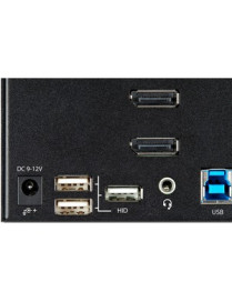 StarTech.com 2 Port Triple Monitor DisplayPort KVM Switch 4K 60Hz UHD HDR, DP 1.2 KVM Switch, 2-Pt USB 3.0 Hub, 4x USB HID, Audi