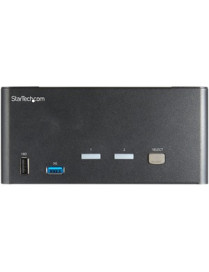 StarTech.com 2 Port Triple Monitor DisplayPort KVM Switch 4K 60Hz UHD HDR, DP 1.2 KVM Switch, 2-Pt USB 3.0 Hub, 4x USB HID, Audi