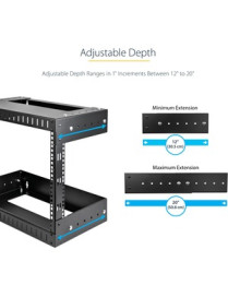 StarTech.com 21U 19" Wall Mount Network Rack - Adjustable Depth 12-20" Open Frame for Server Room /AV/Data/Computer Equipment w/