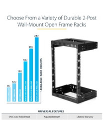 StarTech.com 21U 19" Wall Mount Network Rack - Adjustable Depth 12-20" Open Frame for Server Room /AV/Data/Computer Equipment w/