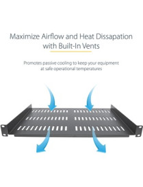 StarTech.com 1U Vented Server Rack Cabinet Shelf - Fixed 12" Deep Cantilever Rackmount Tray for 19" Data/AV/Network Enclosure w/
