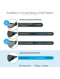 StarTech.com 2U Vented Server Rack Cabinet Shelf - Fixed 20" Deep Cantilever Rackmount Tray for 19" Data/AV/Network Enclosure w/