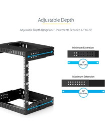StarTech.com 15U 19" Wall Mount Network Rack - Adjustable Depth 12-20" Open Frame for Server Room /AV/Data/Computer Equipment w/