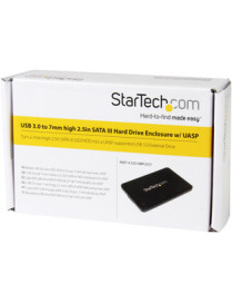 StarTech.com Drive Enclosure SATA/600 - USB 3.0 Micro-B Host Interface - UASP Support External - Black - 1 x HDD Supported - 1 x