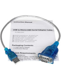 StarTech.com USB to Serial Adapter - Prolific PL-2303 - 1 port - DB9 (9-pin) - USB to RS232 Adapter Cable - USB Serial - Add an 