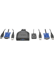 Tripp Lite 2-Port USB/VGA Cable KVM Switch with Cables and USB Peripheral Sharing - 2 Computer(s) - 1 Local User(s) - 0 Remote U