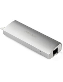 StarTech.com 3 Port Portable USB 3.0 Hub plus Gigabit Ethernet - Built-In Cable - Aluminum USB Hub with GbE Adapter - Add three 