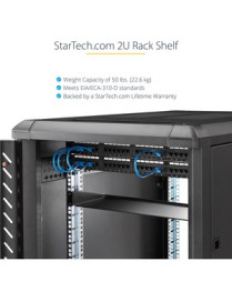 StarTech.com 2U 22in Rack Mount Cantilever Shelf - Fixed Server Rack Cabinet Shelf - 50lbs / 22kg - Add a sturdy, 22in depth fix
