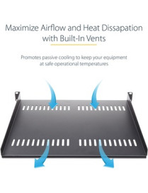 StarTech.com 1U Vented Server Rack Cabinet Shelf - Fixed 16" Deep Cantilever Rackmount Tray for 19" Data/AV/Network Enclosure w/