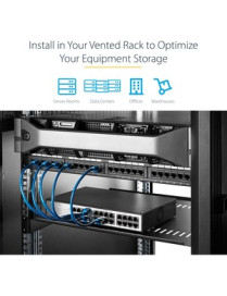 StarTech.com 1U Vented Server Rack Cabinet Shelf - Fixed 16" Deep Cantilever Rackmount Tray for 19" Data/AV/Network Enclosure w/