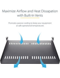 StarTech.com 1U Vented Server Rack Cabinet Shelf - Fixed 10in Deep Cantilever Rackmount Tray for 19" Data/AV/Network Enclosure w