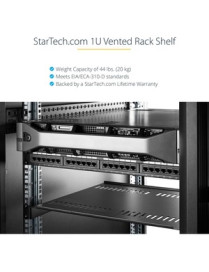 StarTech.com 1U Vented Server Rack Cabinet Shelf - Fixed 10in Deep Cantilever Rackmount Tray for 19" Data/AV/Network Enclosure w
