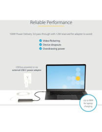 StarTech.com USB C Multiport Adapter, USB-C to HDMI 4K 60Hz (HDR10), 100W PD Pass-Through, 4xUSB 3.0, USB Type-C Mini Dock, 12" 