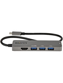 StarTech.com USB C Multiport Adapter, USB-C to HDMI 4K 60Hz (HDR10), 100W PD Pass-Through, 4xUSB 3.0, USB Type-C Mini Dock, 12" 