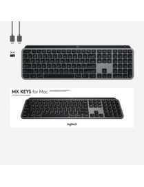 Logitech MX Keys Advanced Wireless Illuminated Keyboard for Mac, Tactile Responsive Typing, Backlighting, Bluetooth, USB-C, Appl