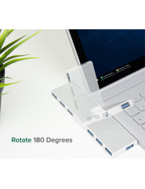 Plugable USB Hub, Rotating 4 Port USB 3.0 Hub, Powered USB Hub (Compatible with Windows, macOS & Linux, USB 2.0 Backwards Compat