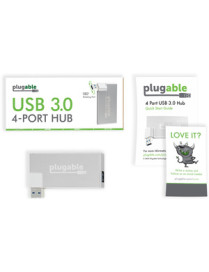 Plugable USB Hub, Rotating 4 Port USB 3.0 Hub, Powered USB Hub (Compatible with Windows, macOS & Linux, USB 2.0 Backwards Compat