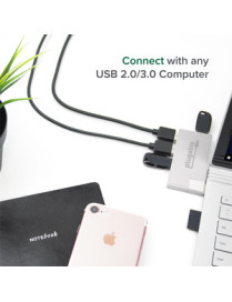 Plugable USB Hub, Rotating 4 Port USB 3.0 Hub, Powered USB Hub (Compatible with Windows, macOS & Linux, USB 2.0 Backwards Compat