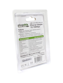 Plugable USB 2.0 OTG Micro-B to 100Mbps Fast Ethernet Adapter - Compatible with Windows Tablets, Raspberry Pi Zero, and Some And