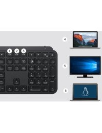 Logitech MX Keys Advanced Wireless Illuminated Keyboard, Tactile Responsive Typing, Backlighting, Bluetooth, USB-C, Apple macOS,