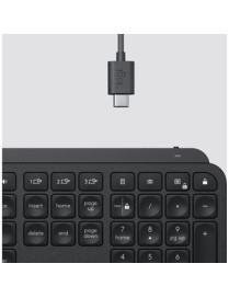 Logitech MX Keys Advanced Wireless Illuminated Keyboard, Tactile Responsive Typing, Backlighting, Bluetooth, USB-C, Apple macOS,
