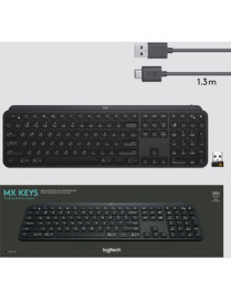 Logitech MX Keys Advanced Wireless Illuminated Keyboard, Tactile Responsive Typing, Backlighting, Bluetooth, USB-C, Apple macOS,