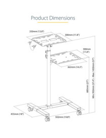 StarTech.com Mobile Projector and Laptop Stand/Cart, Heavy Duty Portable Projector Stand/Presentation Cart (22lb/shelf), Height 