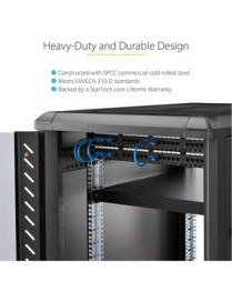 StarTech.com 1U Adjustable Mounting Depth Rack Mount Shelf - Heavy Duty Fixed Rack Shelf - 175lbs / 80kg - Add a high capacity, 