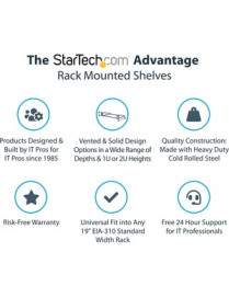 StarTech.com 2U Server Rack Cabinet Shelf - Fixed 18" Deep Cantilever Rackmount Tray for 19" Data/AV/Network Enclosure - Weight 