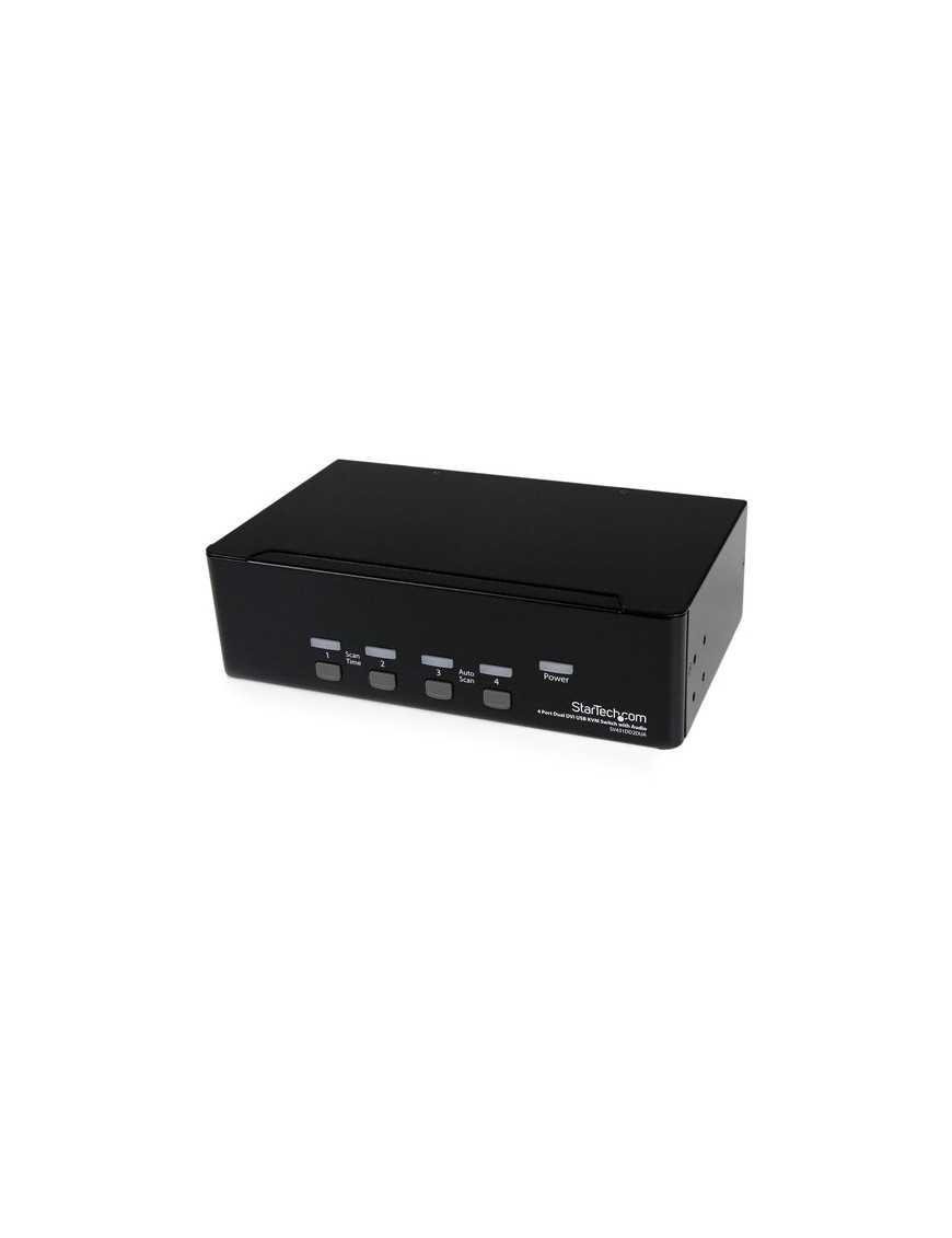 StarTech.com 4 Port Dual DVI USB KVM Switch w/ Audio & USB Hub - Share a keyboard, mouse and dual DVI displays/monitors between 