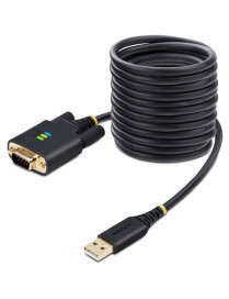 StarTech.com 10ft (3m) USB to Serial Adapter Cable, COM Retention, FTDI, DB9 RS232, Interchangeable DB9 Screws/Nuts, Windows/mac
