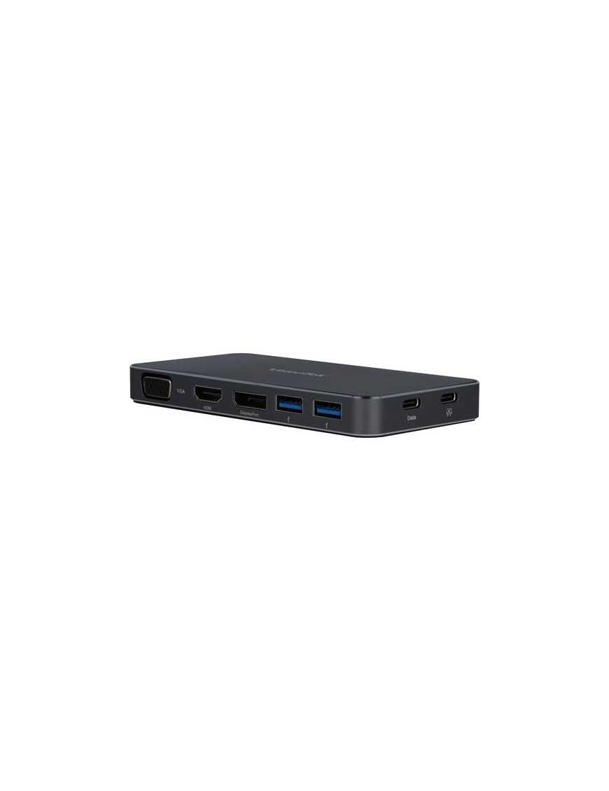 Visiontek USB C Dock with up to 100W PD - USB Type-C Portable dock with up to 100W Power Delivery. VGA, HDMI, DisplayPort video 