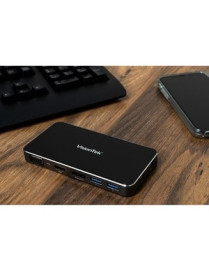 Visiontek USB C Dock with up to 100W PD - USB Type-C Portable dock with up to 100W Power Delivery. VGA, HDMI, DisplayPort video 